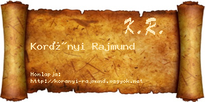 Korányi Rajmund névjegykártya